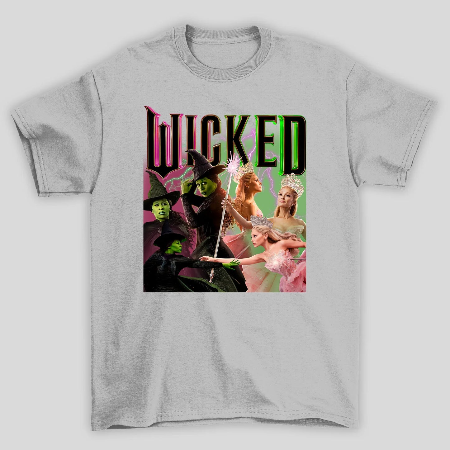 Camiseta Básica Ariana Grande Wicked Movie Collab- cinza