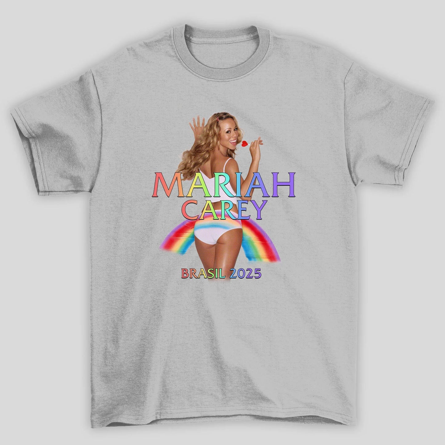 Camiseta Básica Unissex Mariah Carey Rainbow Brasil