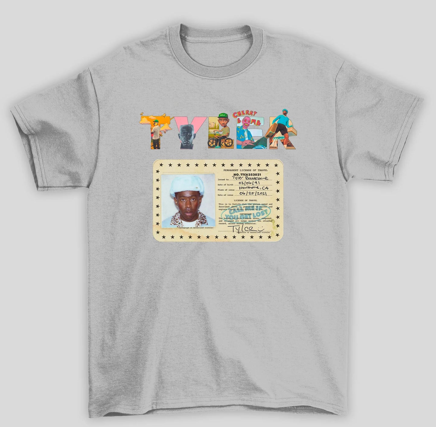Camiseta Básica Tyler The Creator Permanent License Of Travel