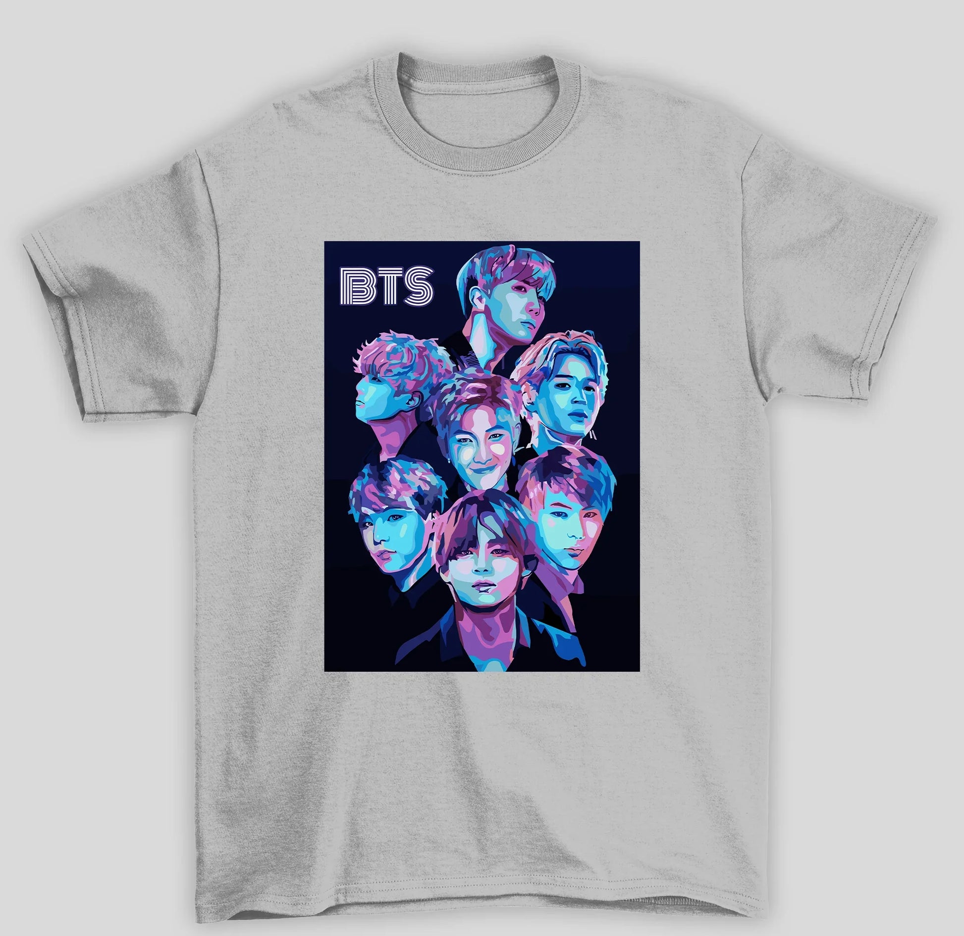Camiseta Básica BTS Fotos- cinza