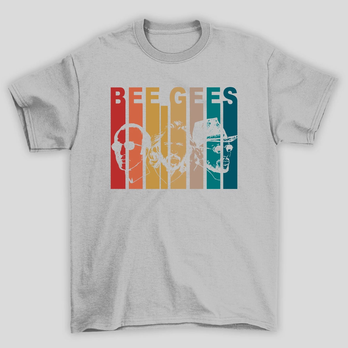 Camiseta Básica Bee Gees Silhueta Colorida