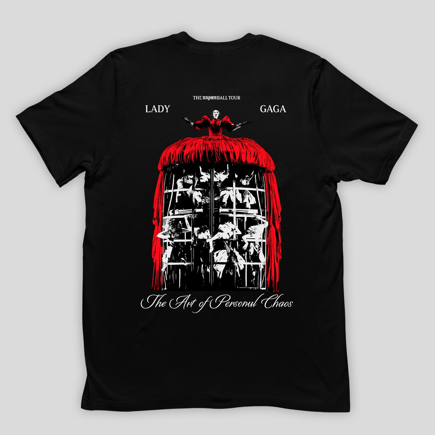 Camiseta Básica Lady Gaga Cruz Logo Mayhem