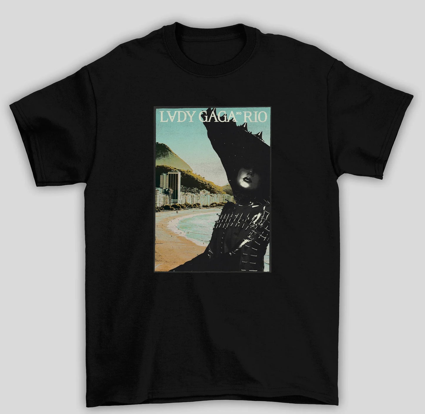 Camiseta Básica Lady Gaga No Rio Poster- preto