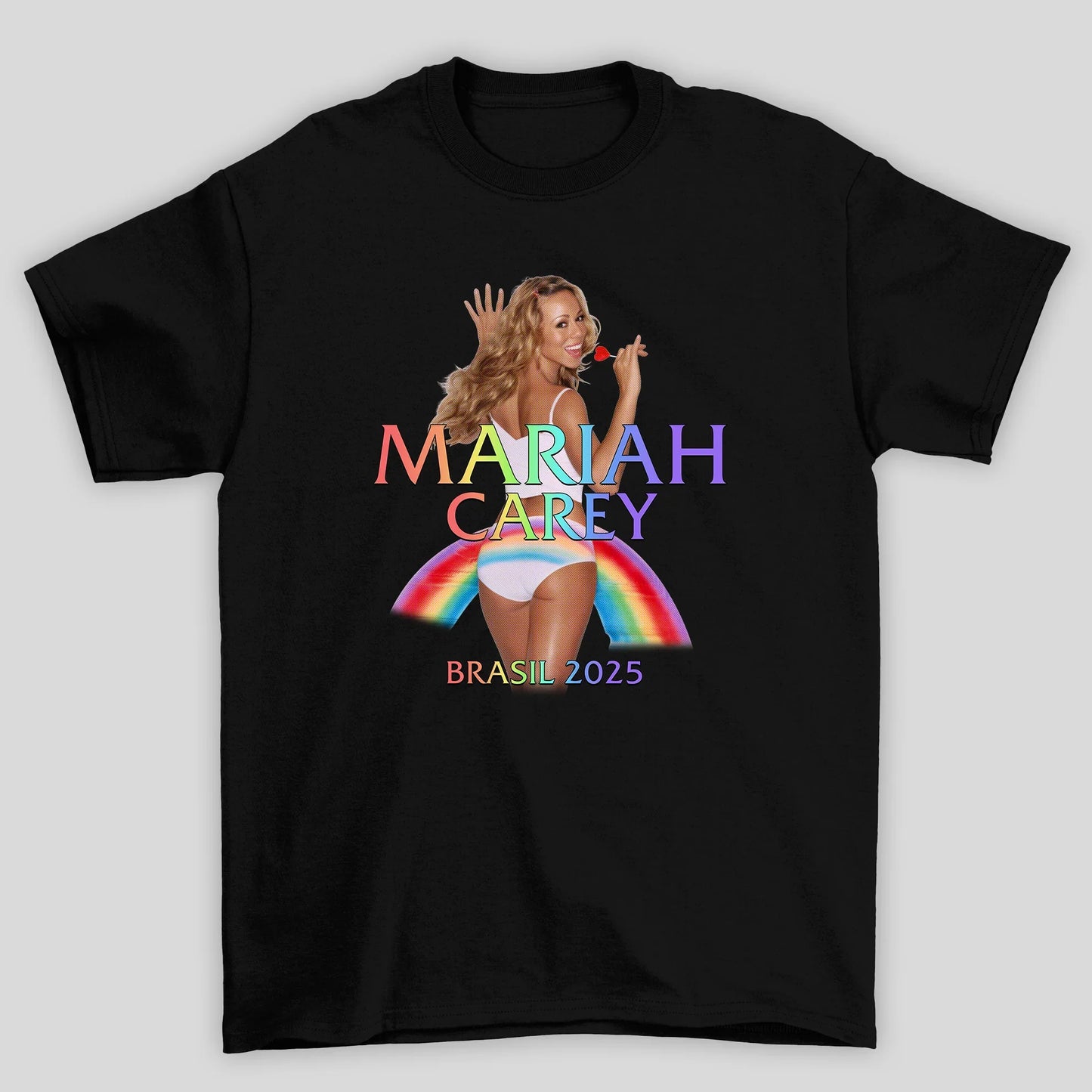 Camiseta Básica Unissex Mariah Carey Rainbow Brasil