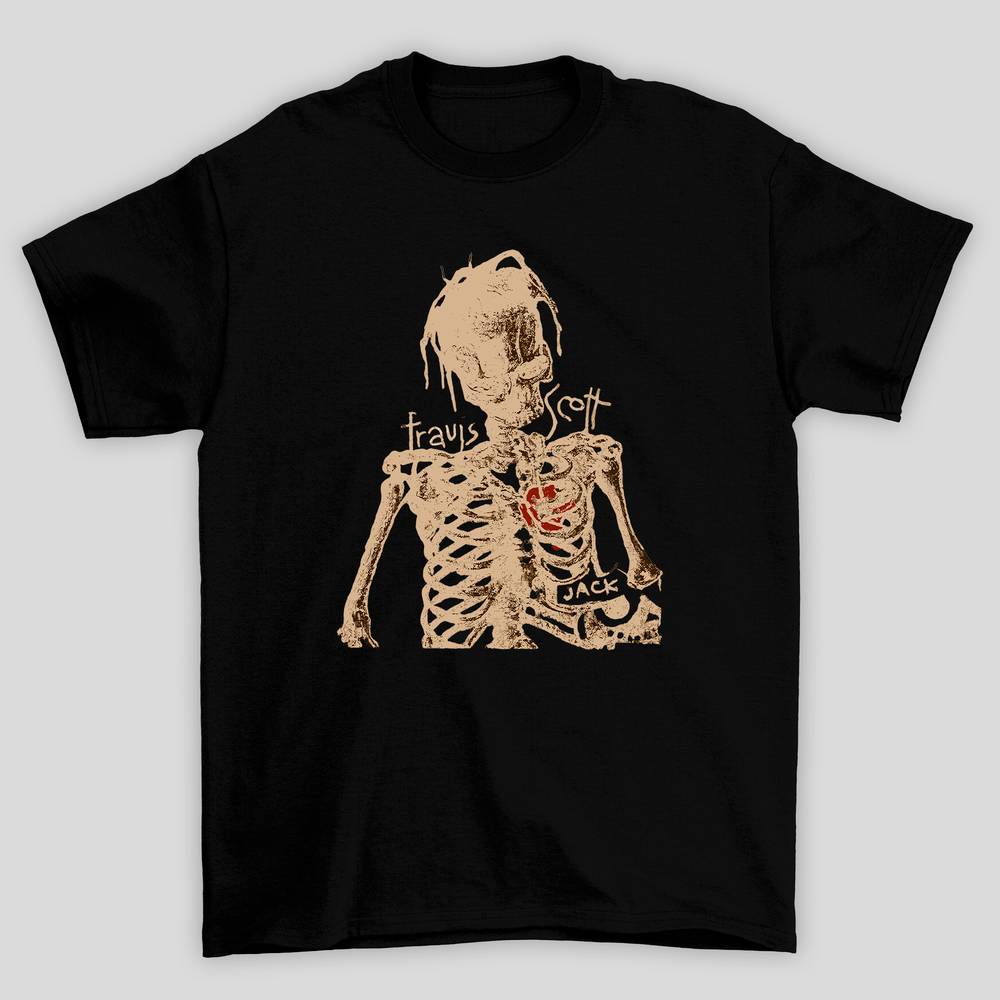 Camiseta Básica Travis Scott Esqueleto Jack