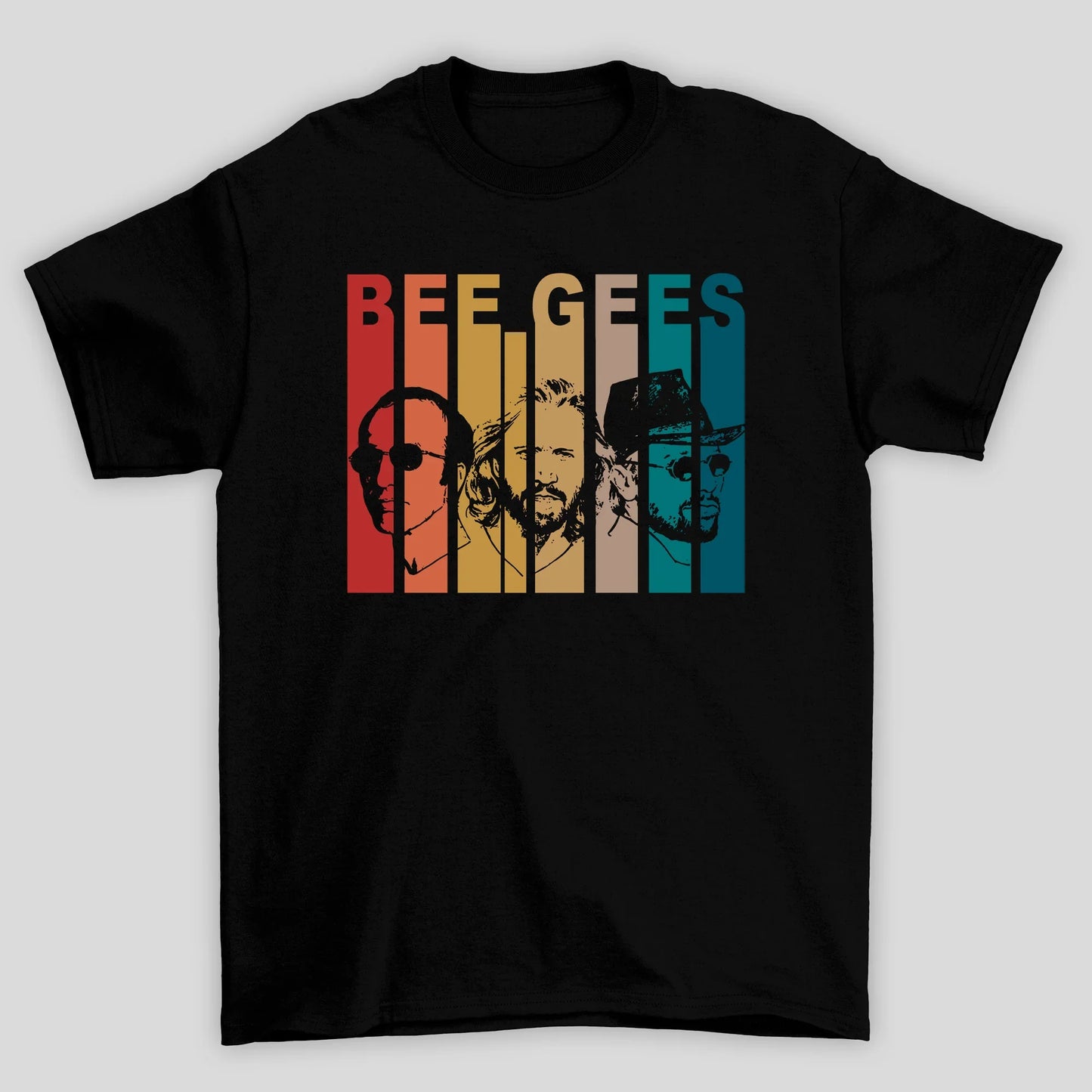 Camiseta Básica Bee Gees Silhueta Colorida