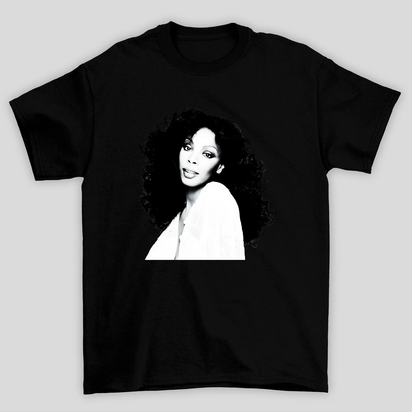 Camiseta Básica Donna Summer Foto Preto e Branco