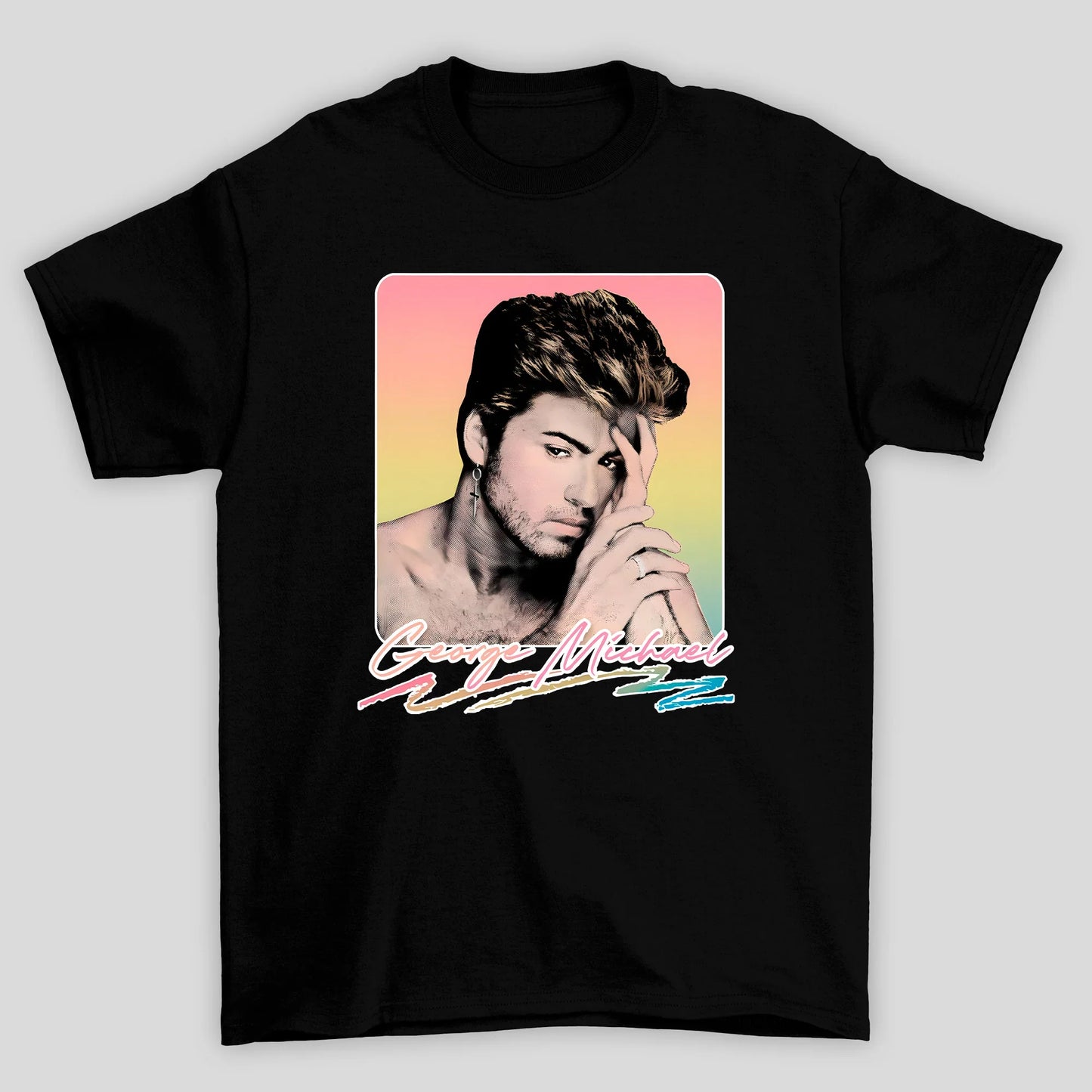 Camiseta Básica George Michael Foto Arco Iris