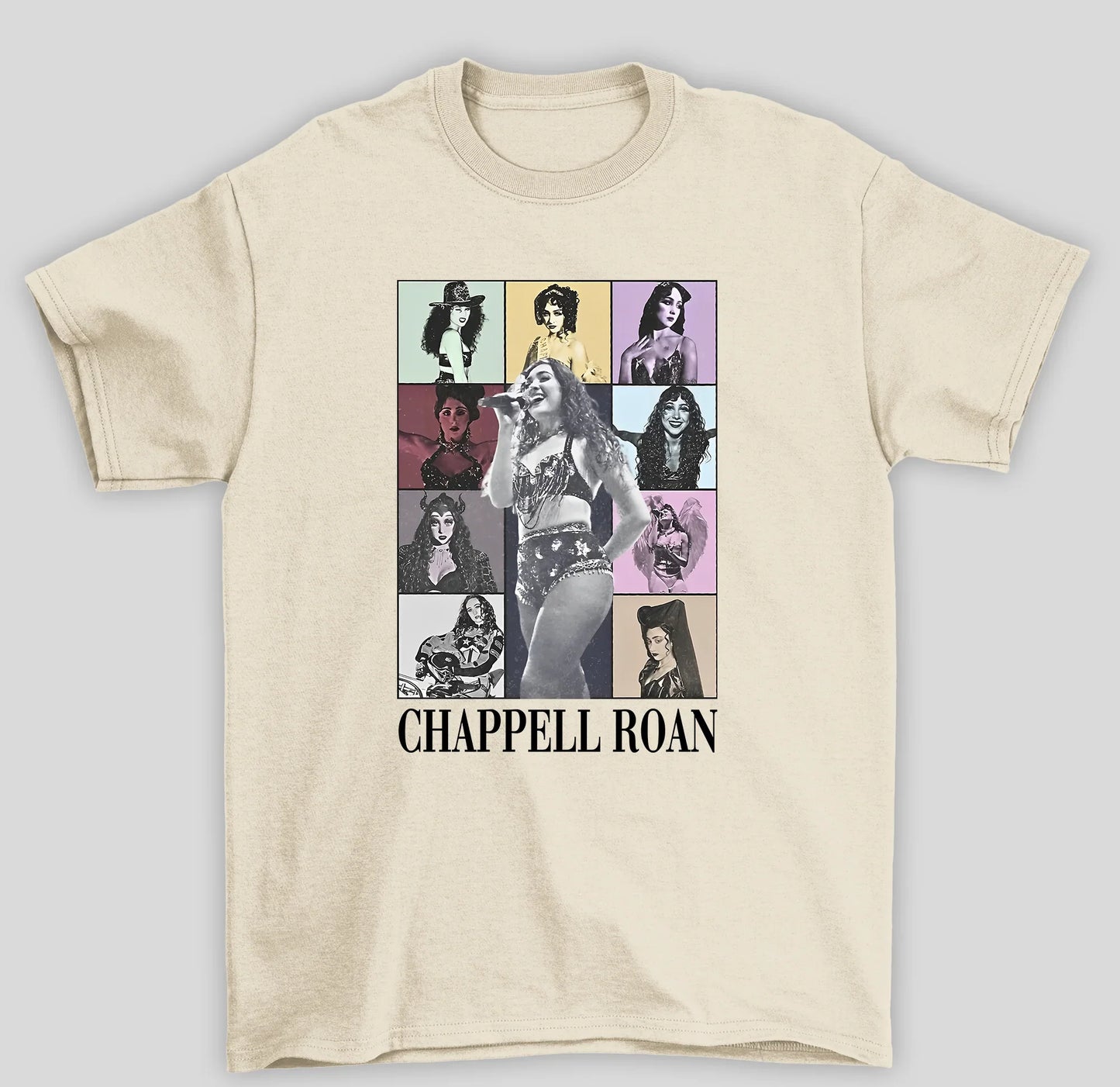 Camiseta Básica Chappel Roan Collage- pérola