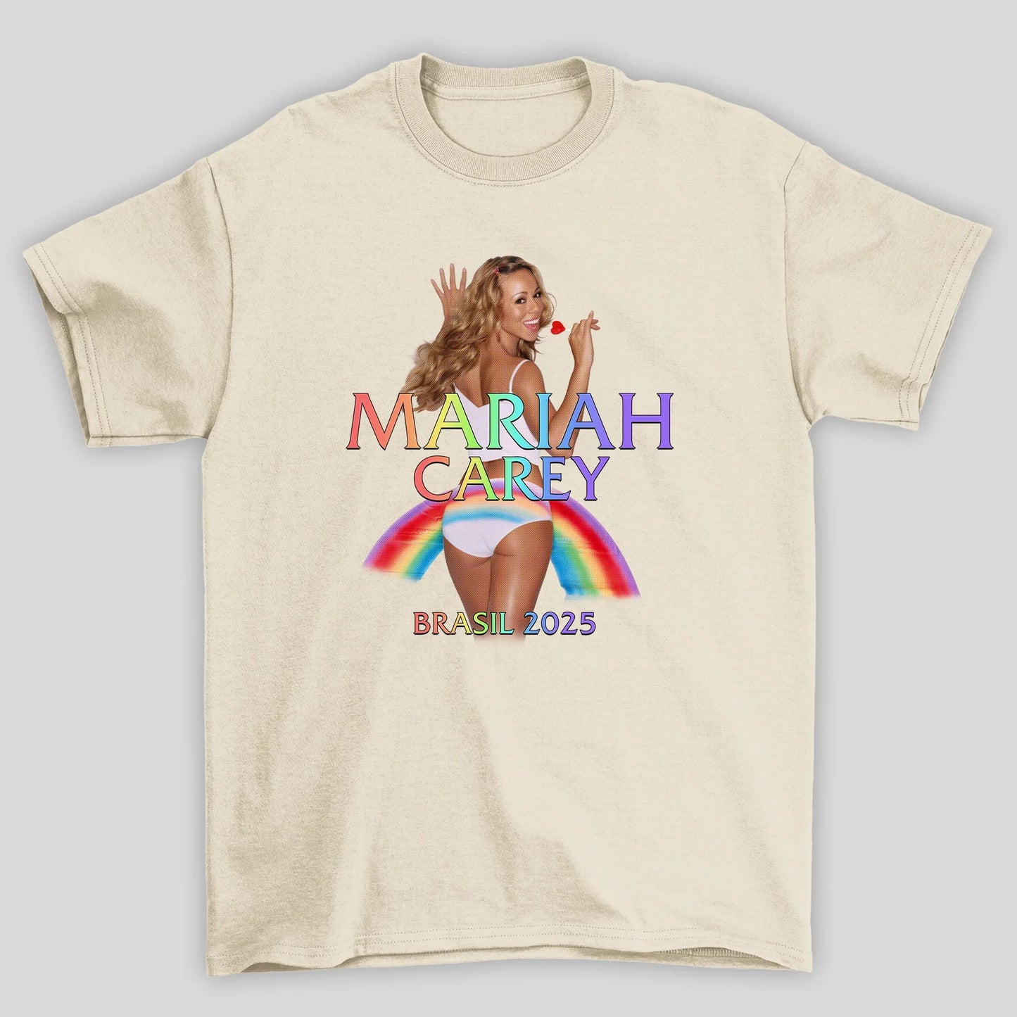 Camiseta Básica Unissex Mariah Carey Rainbow Brasil