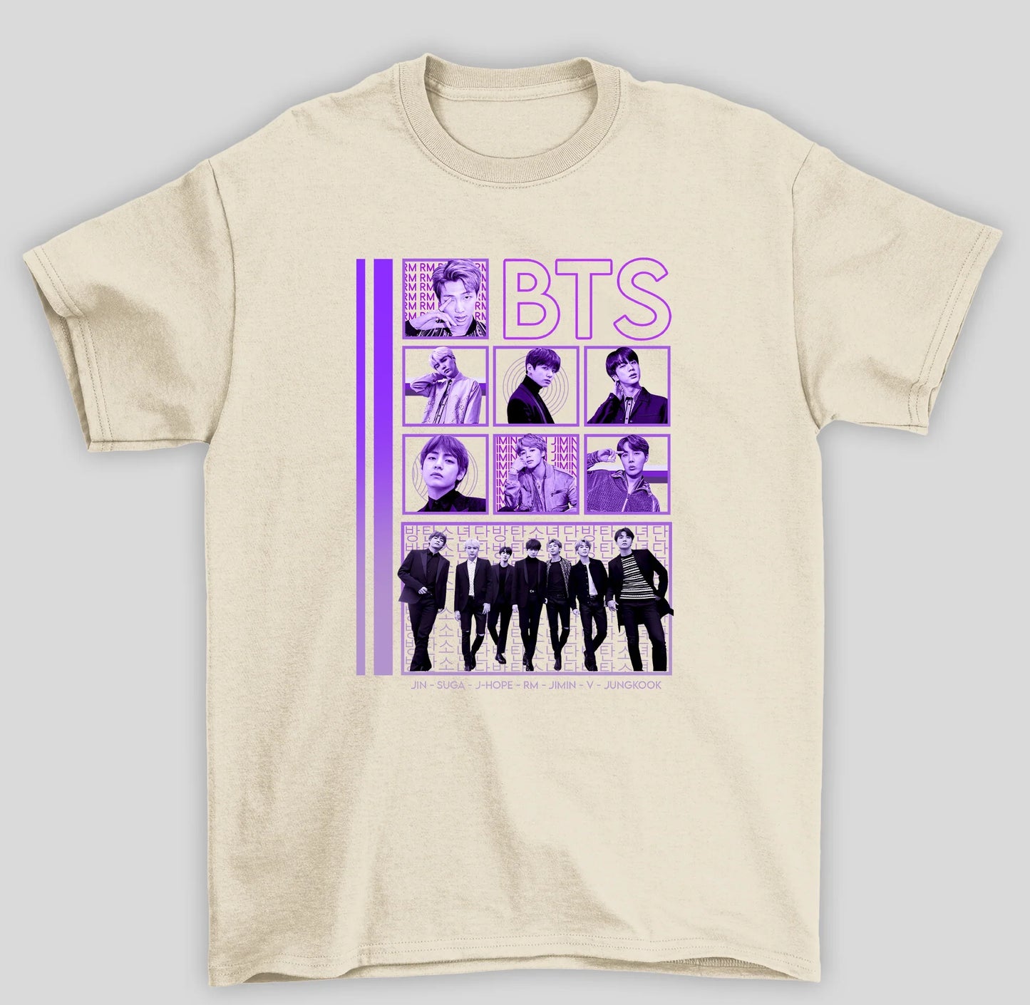 Camiseta Básica BTS Integrantes Roxo- PÉROLA