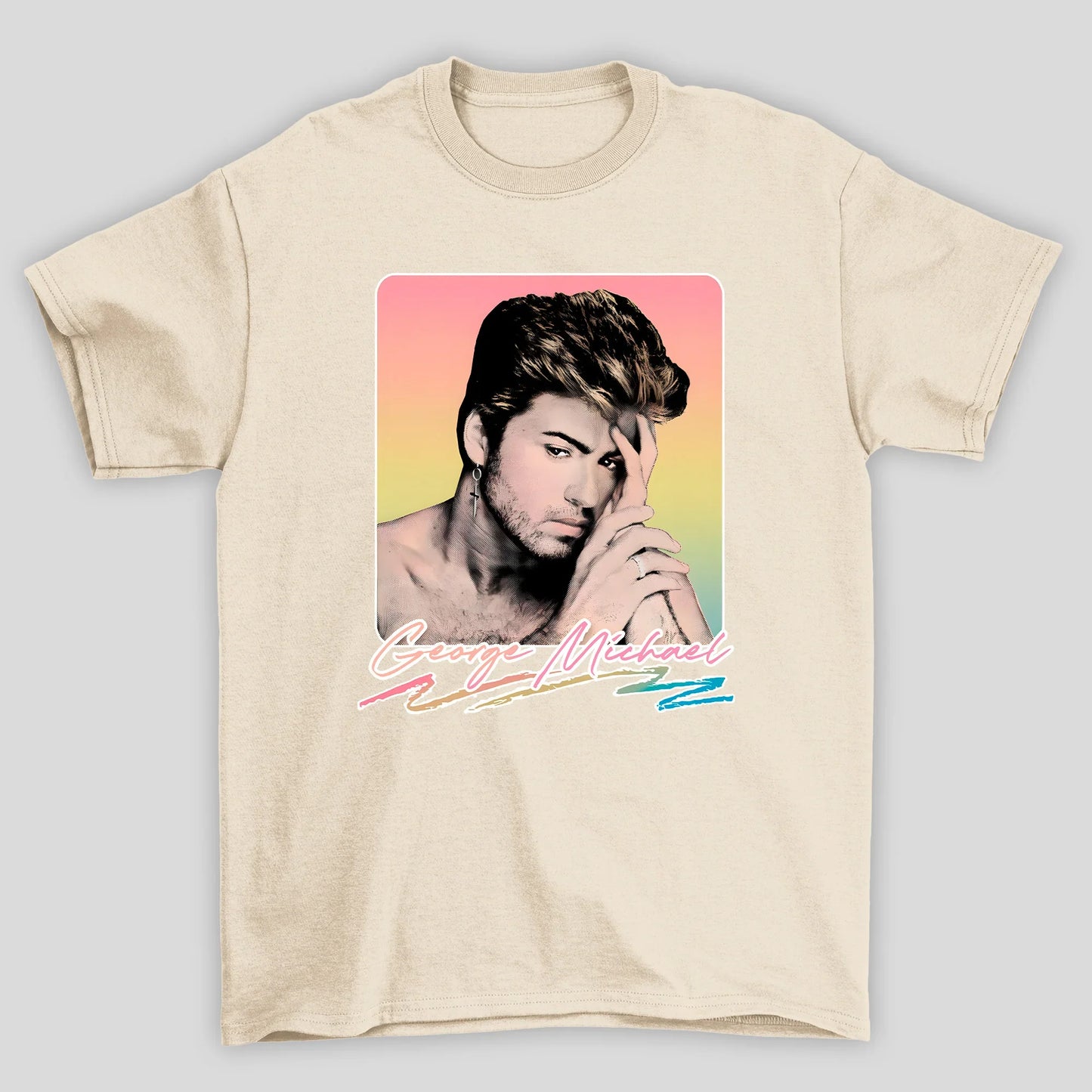 Camiseta Básica George Michael Foto Arco Iris