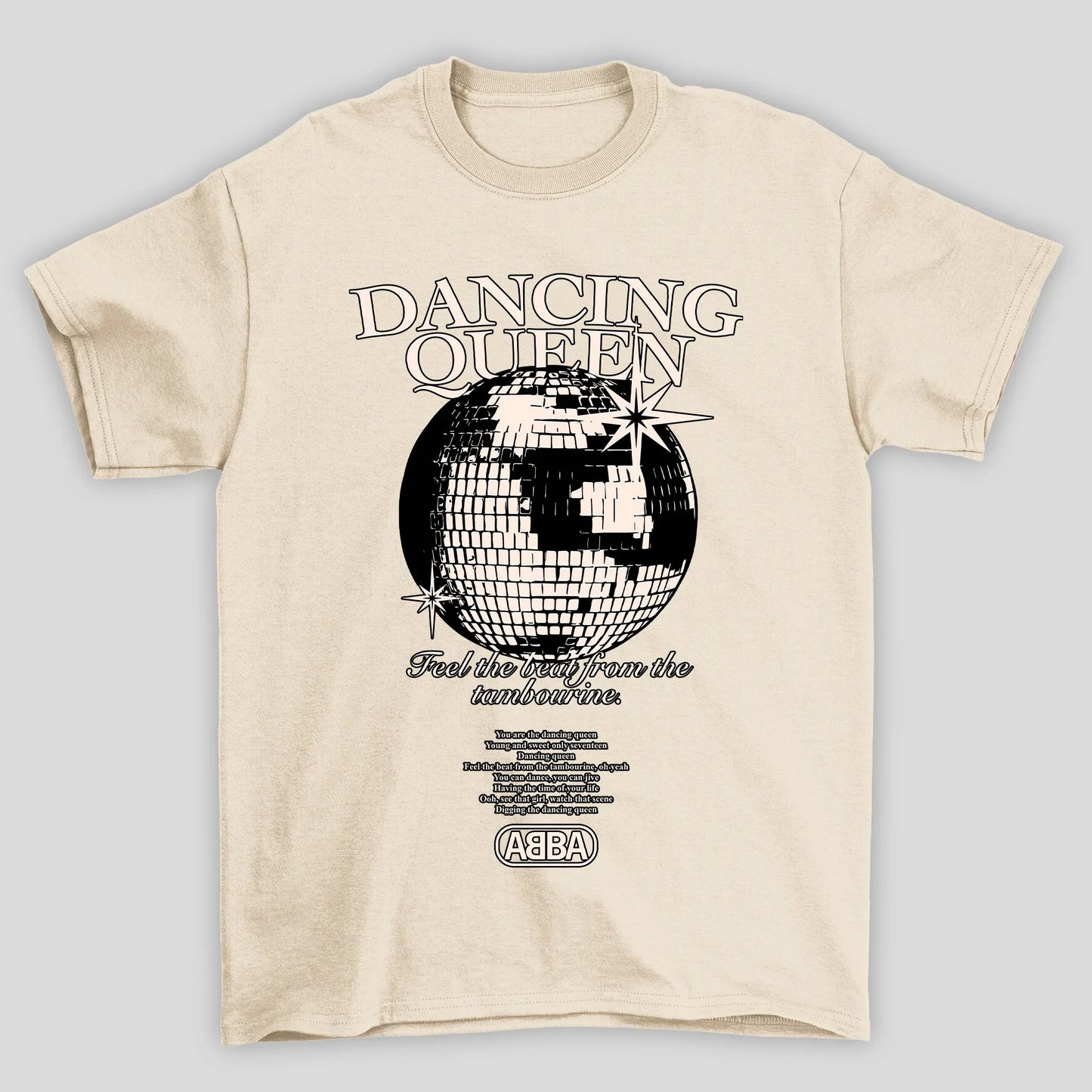 Camiseta Básica Dancing Queen Letra Abba