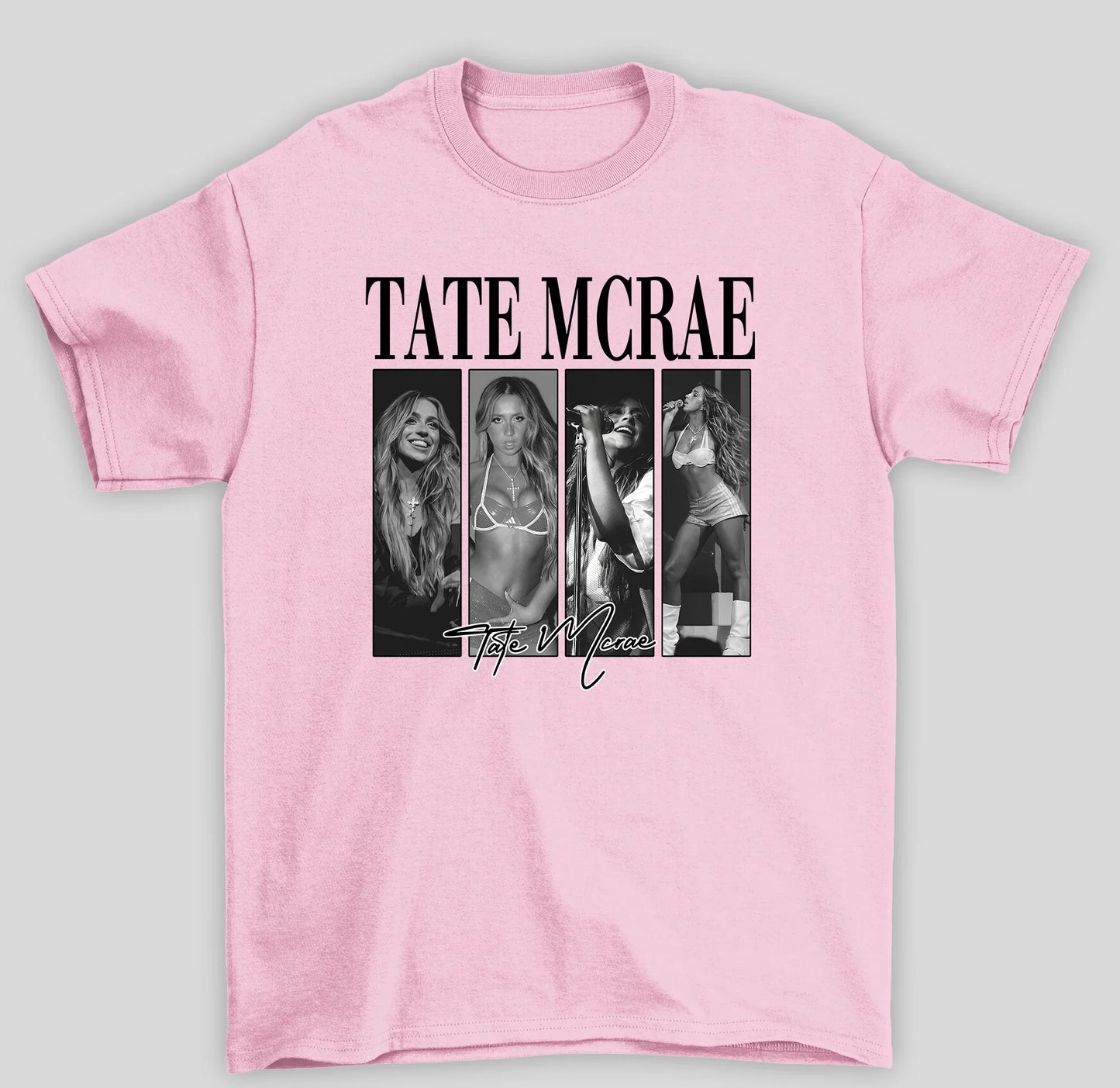 Camiseta Básica Tate McRae Collage- rosa bebe