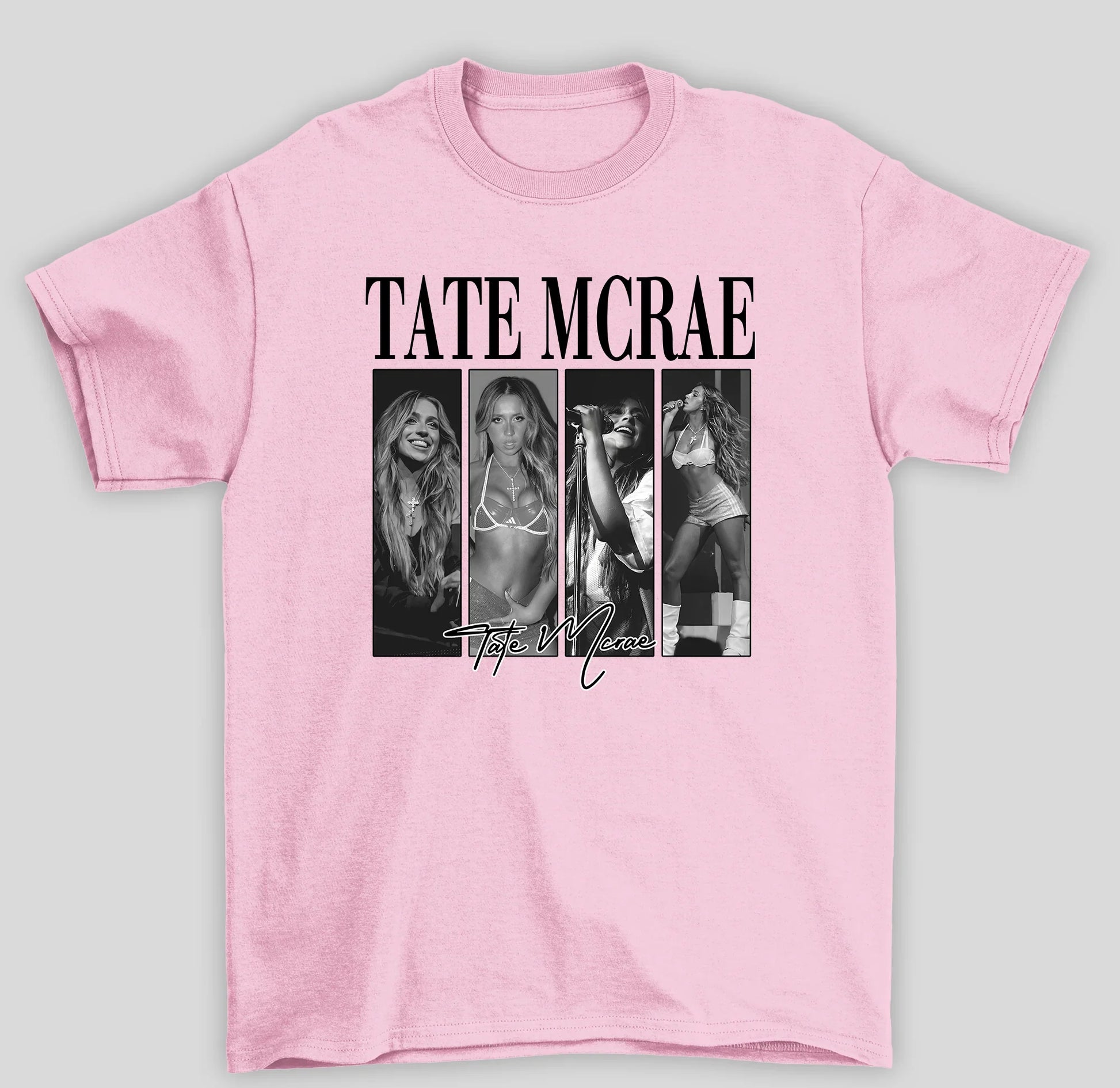 Camiseta Básica Tate McRae Collage- rosa bebe