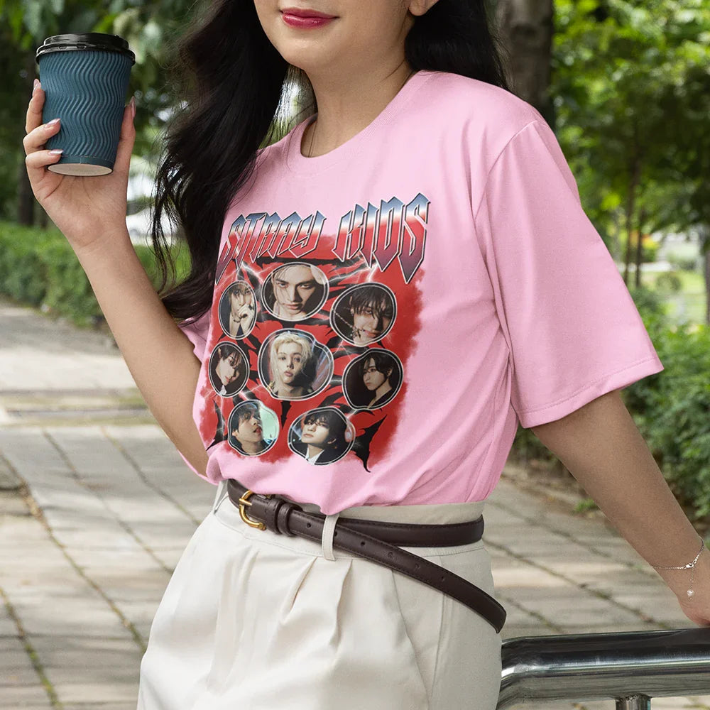 Camiseta Básica Stray Kids Group Collage