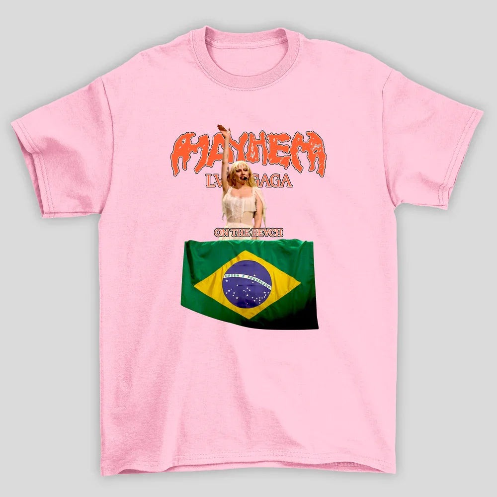 Camiseta Básica Lady Gaga Mayhem On The Beach Brasil