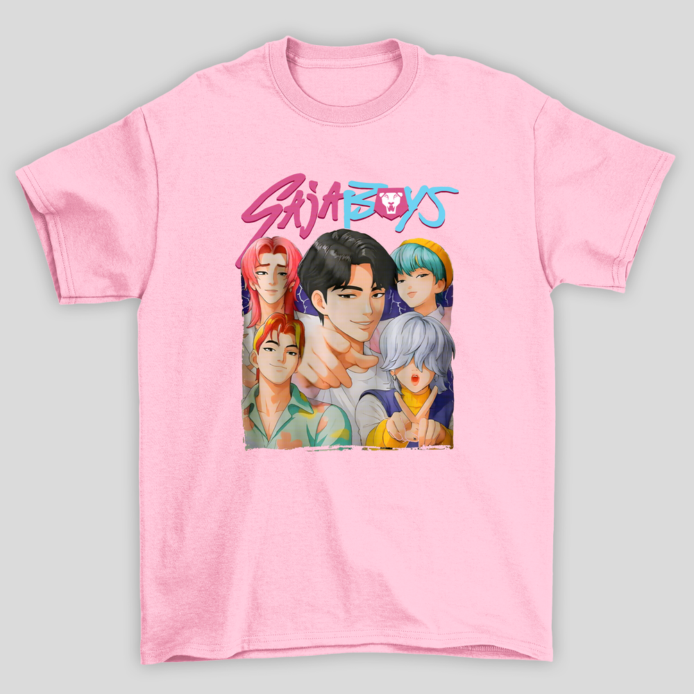 Camiseta Básica Kpop Demon Hunters Saja Boys Collage