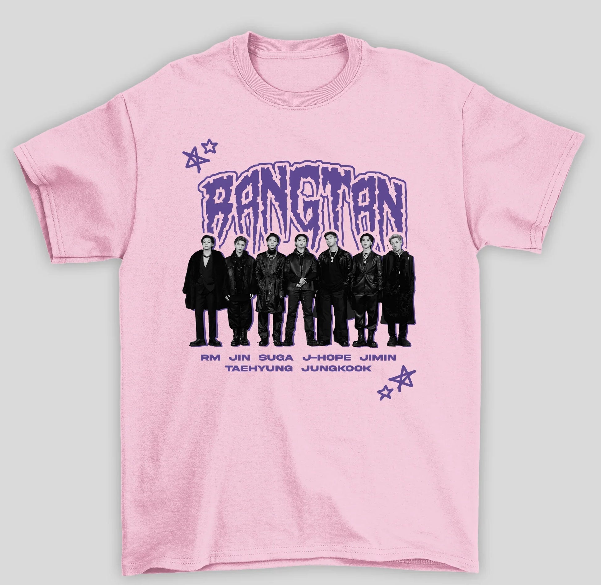 Camiseta Básica BTS Bangtan Integrantes Kpop-ROSA BEBE