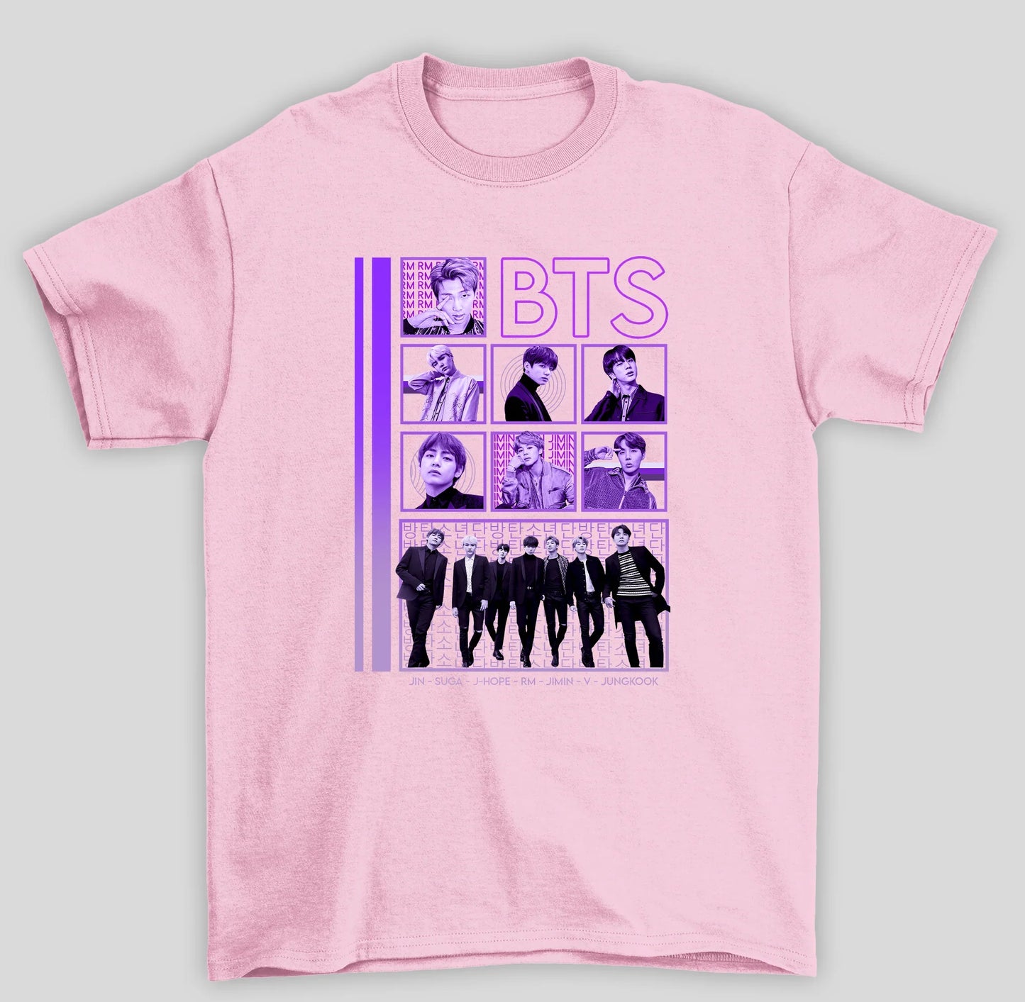 Camiseta Básica BTS Integrantes Roxo- ROSA BEBE