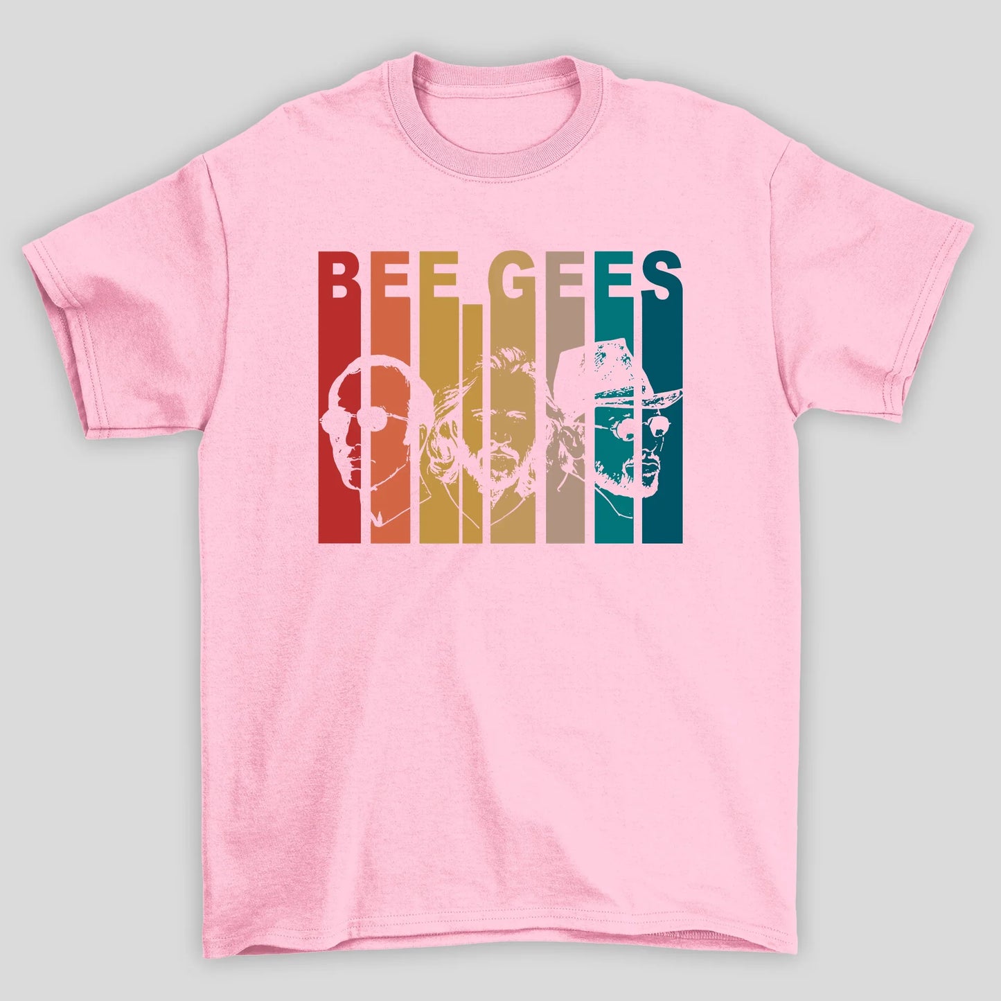 Camiseta Básica Bee Gees Silhueta Colorida