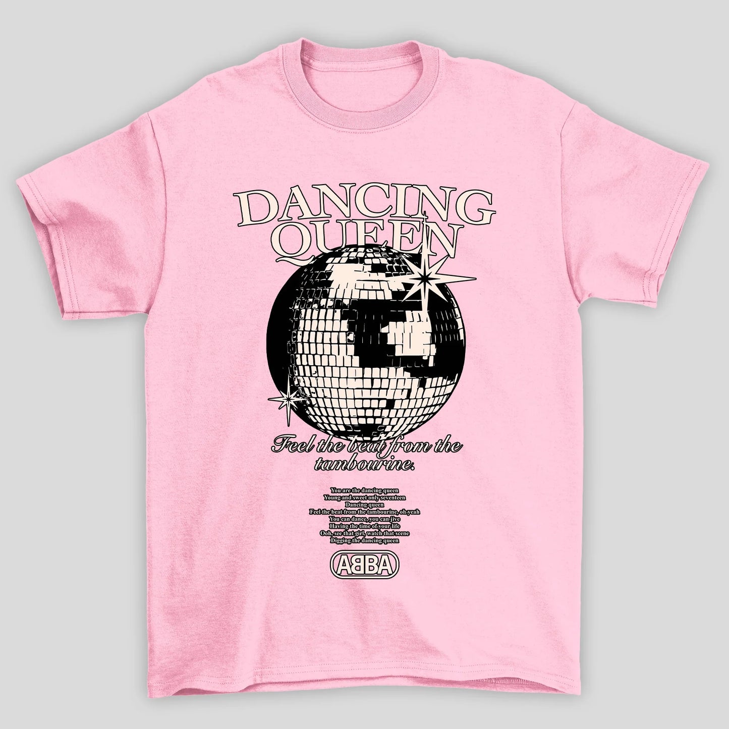 Camiseta Básica Dancing Queen Letra Abba