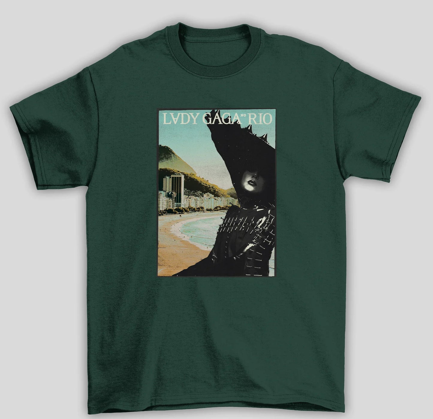 Camiseta Básica Lady Gaga No Rio Poster- verde