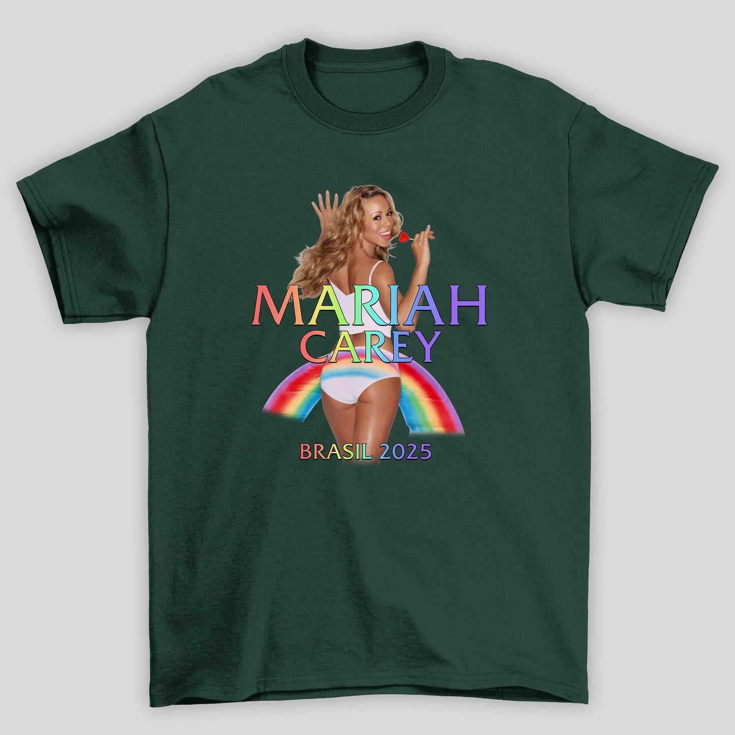 Camiseta Básica Unissex Mariah Carey Rainbow Brasil