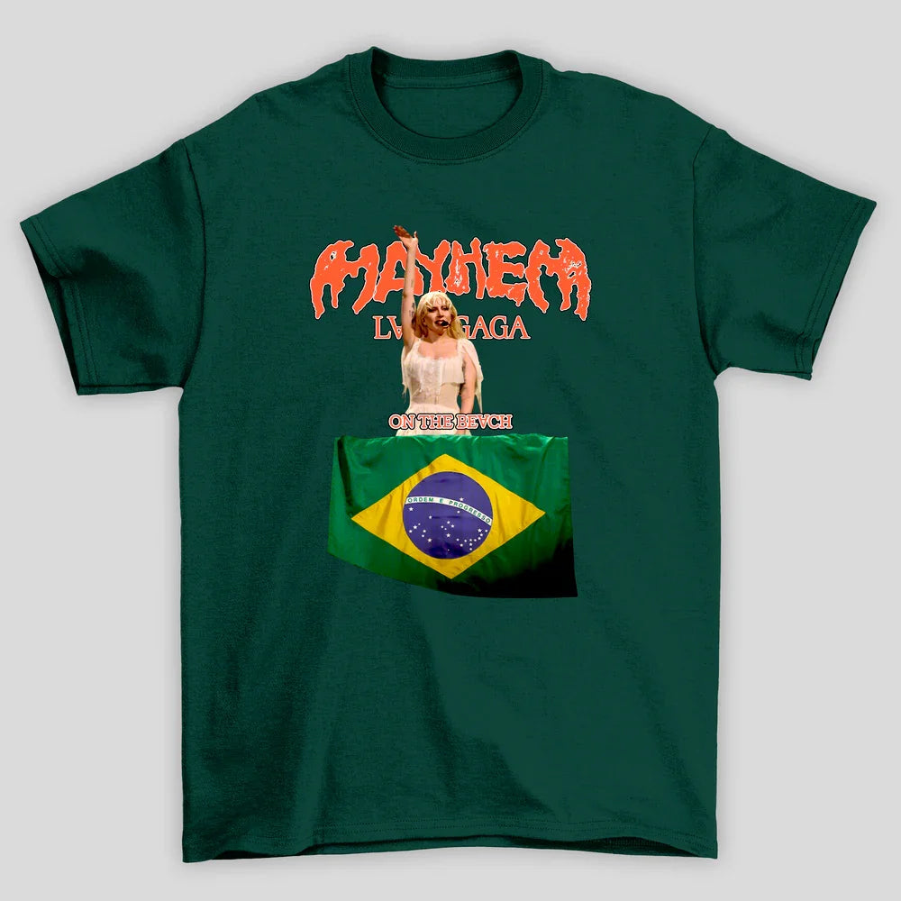 Camiseta Básica Lady Gaga Mayhem On The Beach Brasil