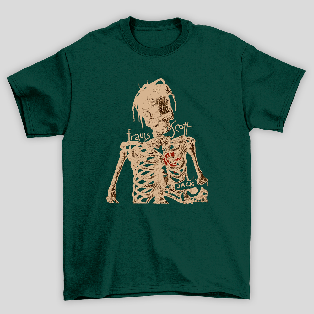 Camiseta Básica Travis Scott Esqueleto Jack