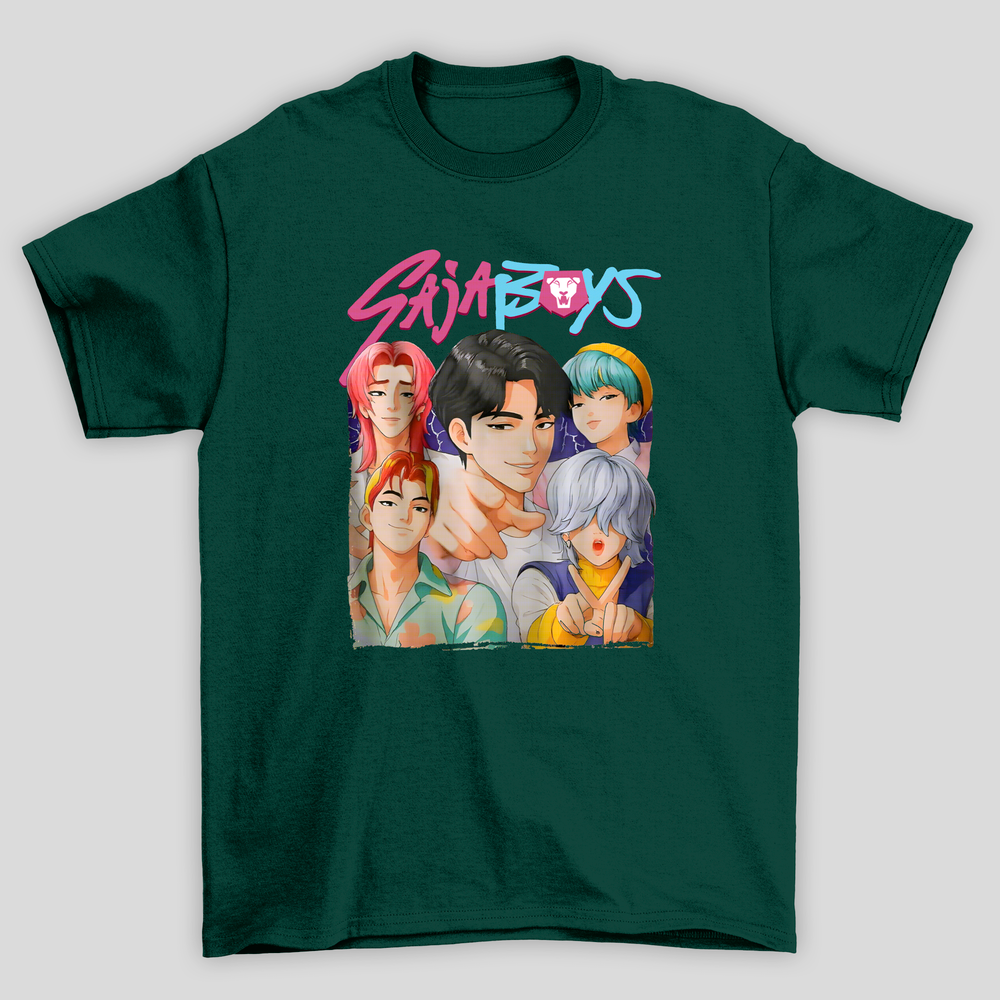 Camiseta Básica Kpop Demon Hunters Saja Boys Collage