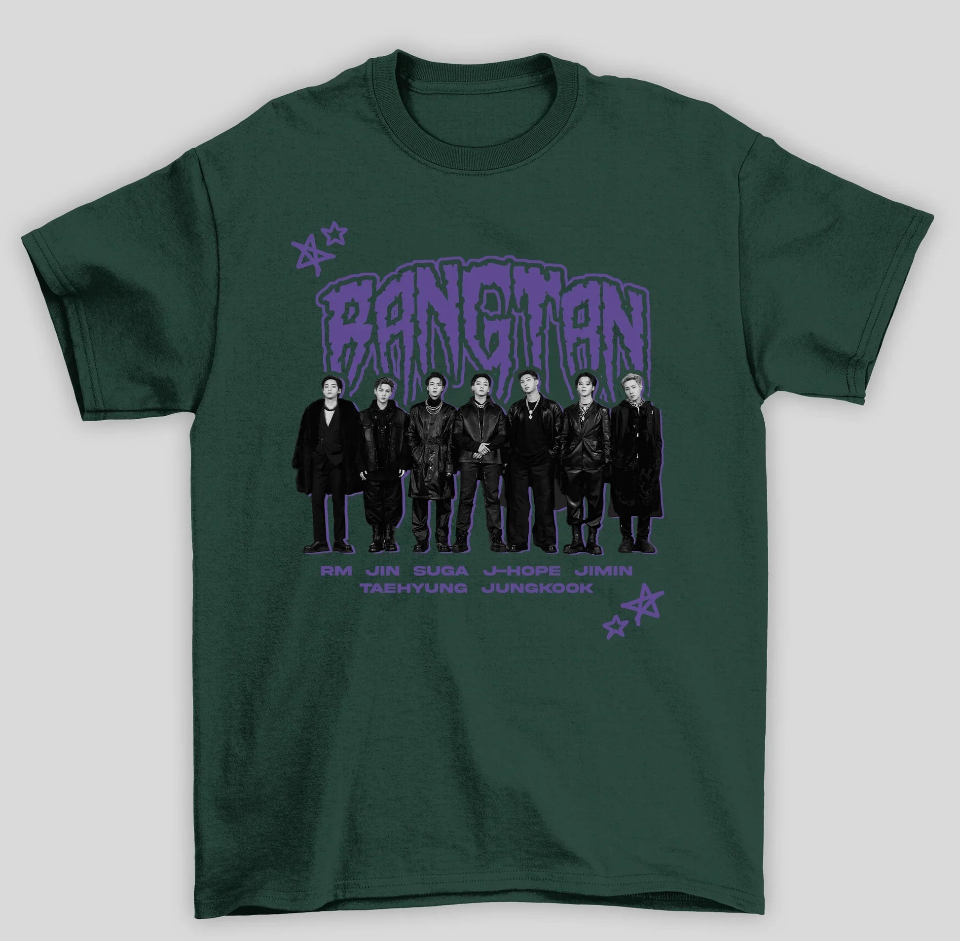 Camiseta Básica BTS Bangtan Integrantes Kpop-VERDE