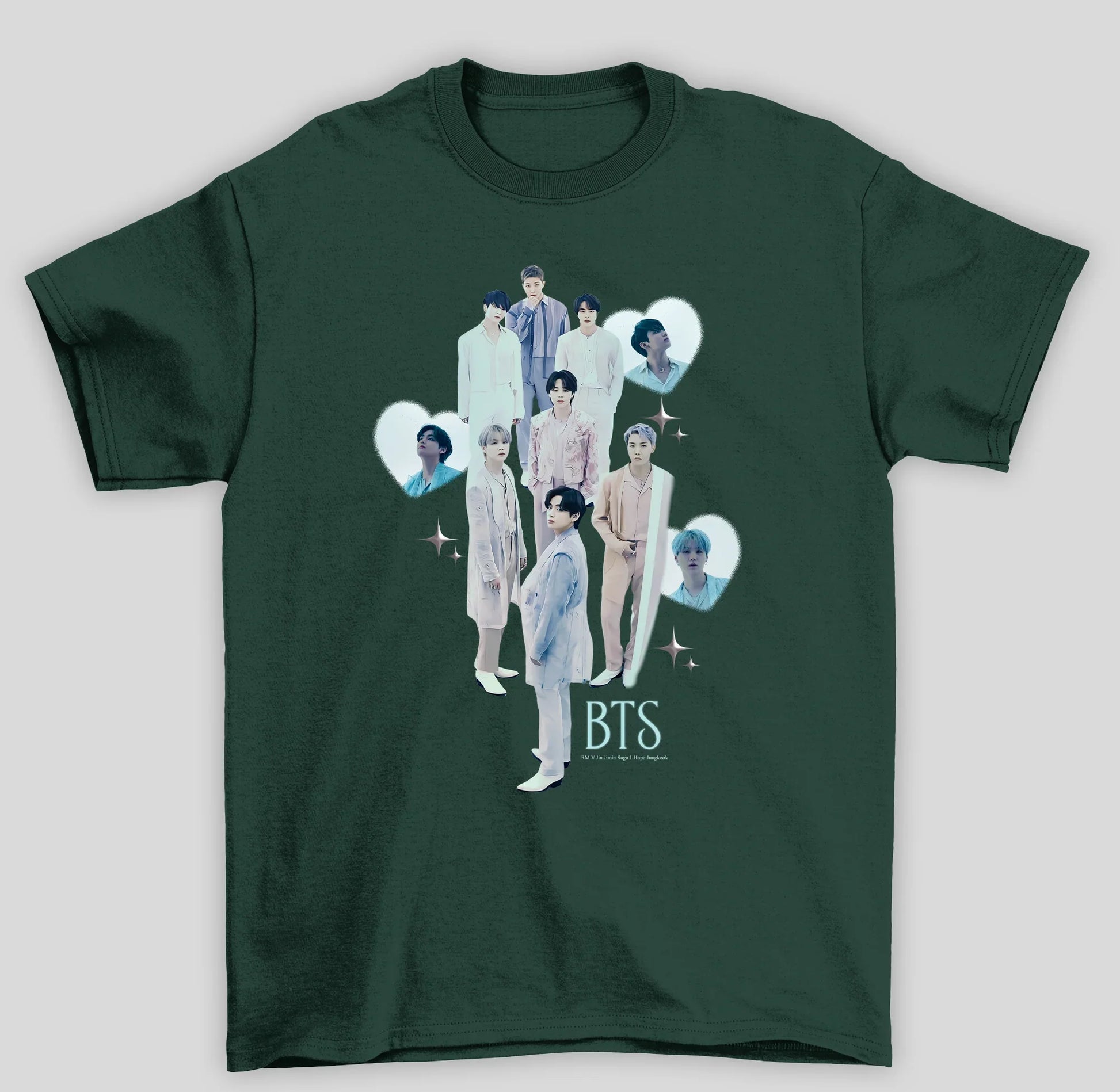 Camiseta Básica BTS BangTan Army Membros-VERDE