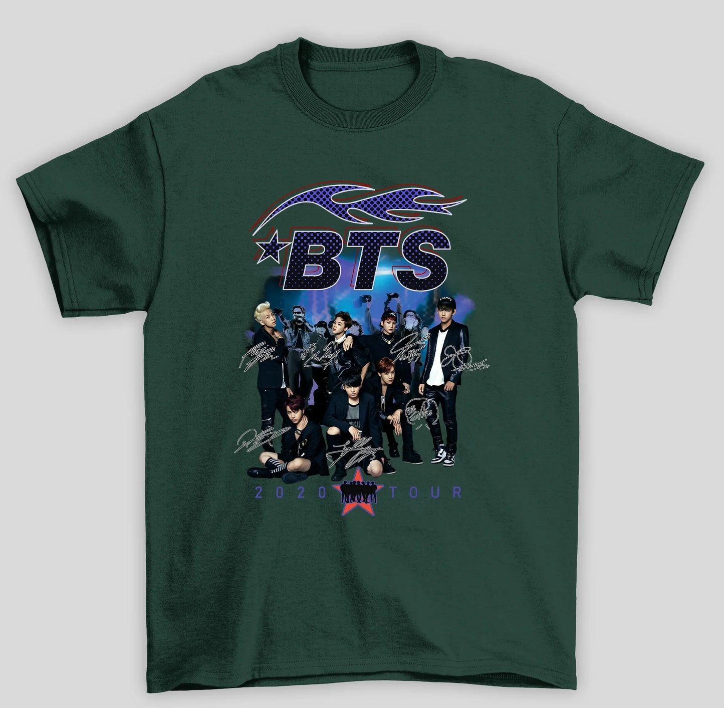 Camiseta Basica BTS Assinaturas K-Pop Bangtan Boys- verde
