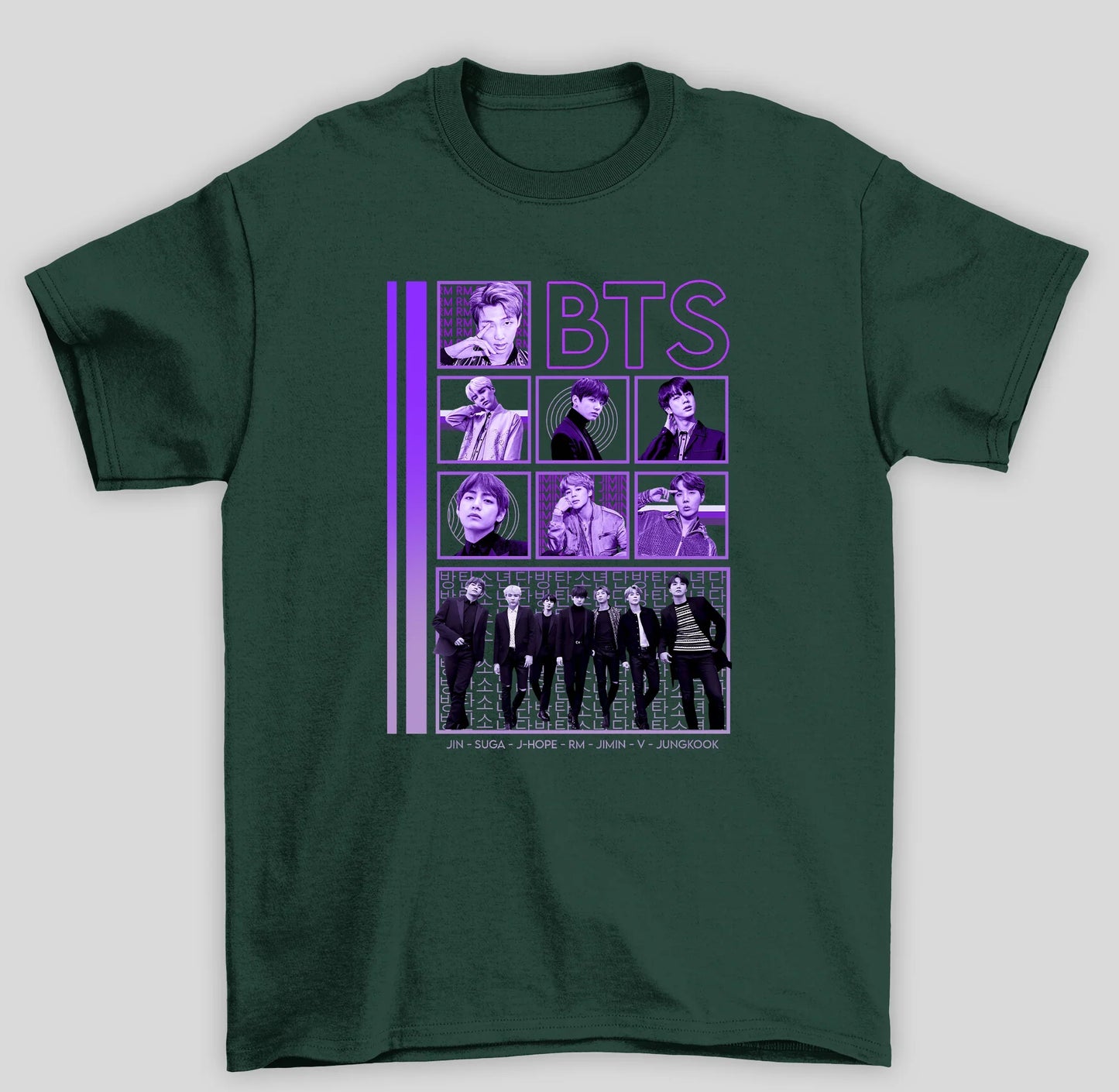 Camiseta Básica BTS Integrantes Roxo- VERDE