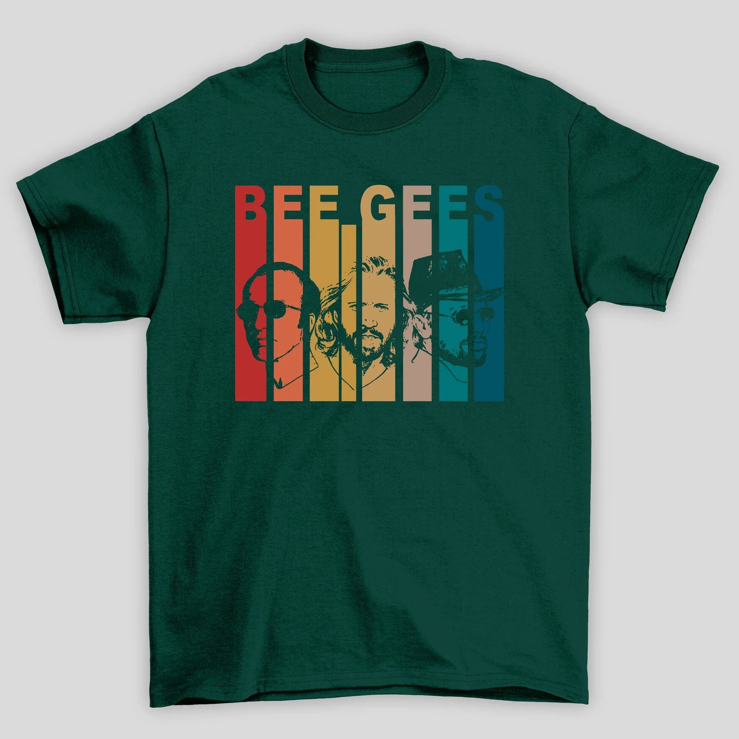 Camiseta Básica Bee Gees Silhueta Colorida
