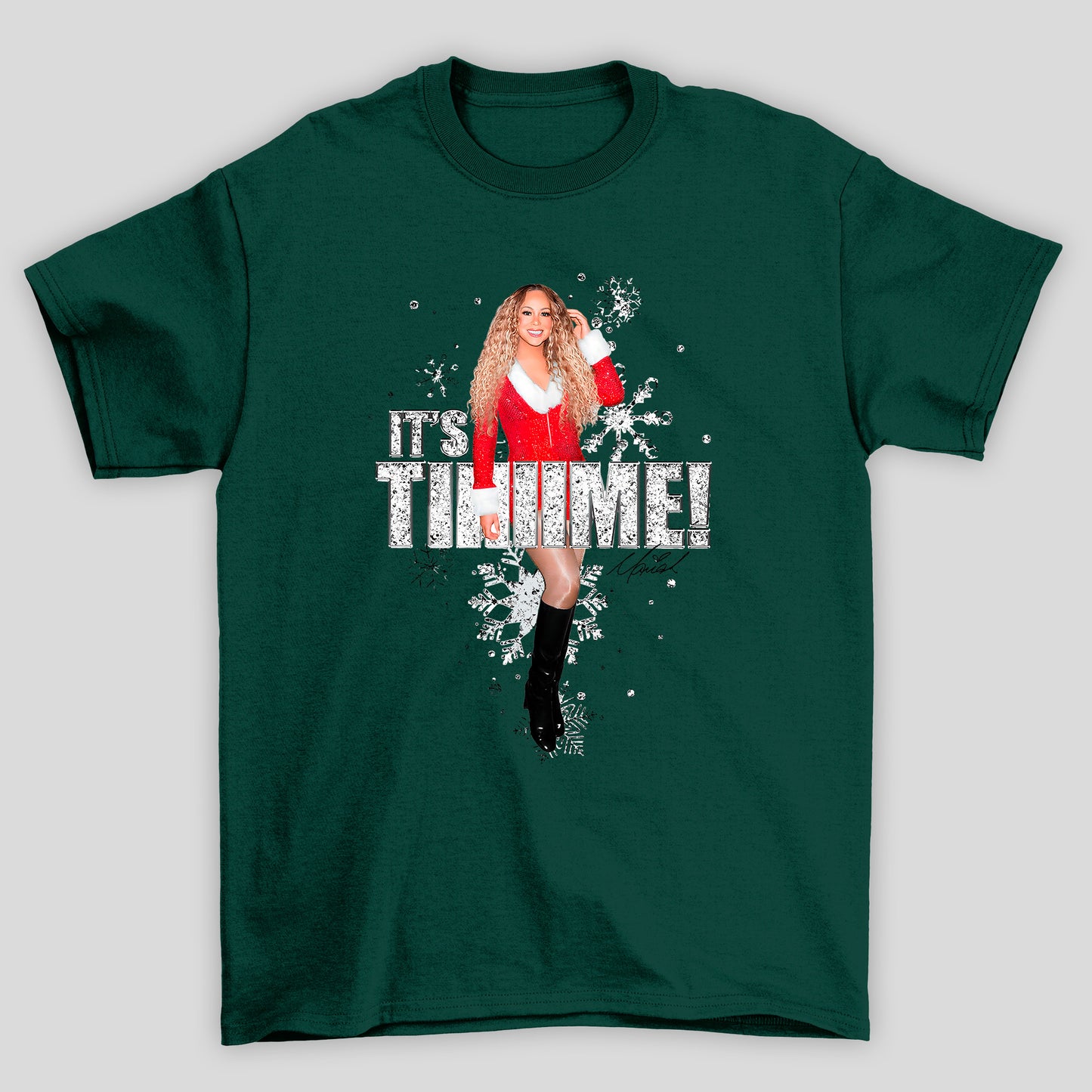 Camiseta Básica Christmas Mariah Carey It's Tiiime ! Natal