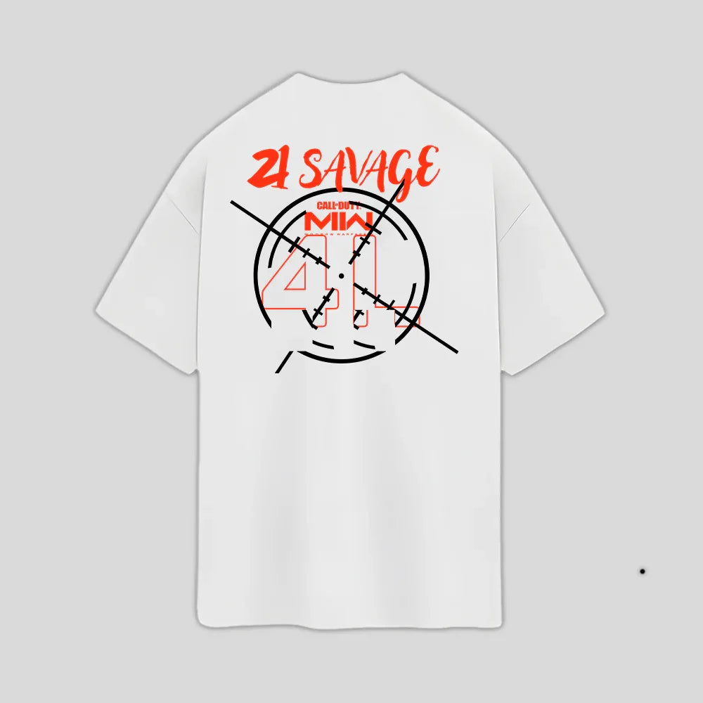 Camiseta Oversized 21 Savage Story American Dream- branco