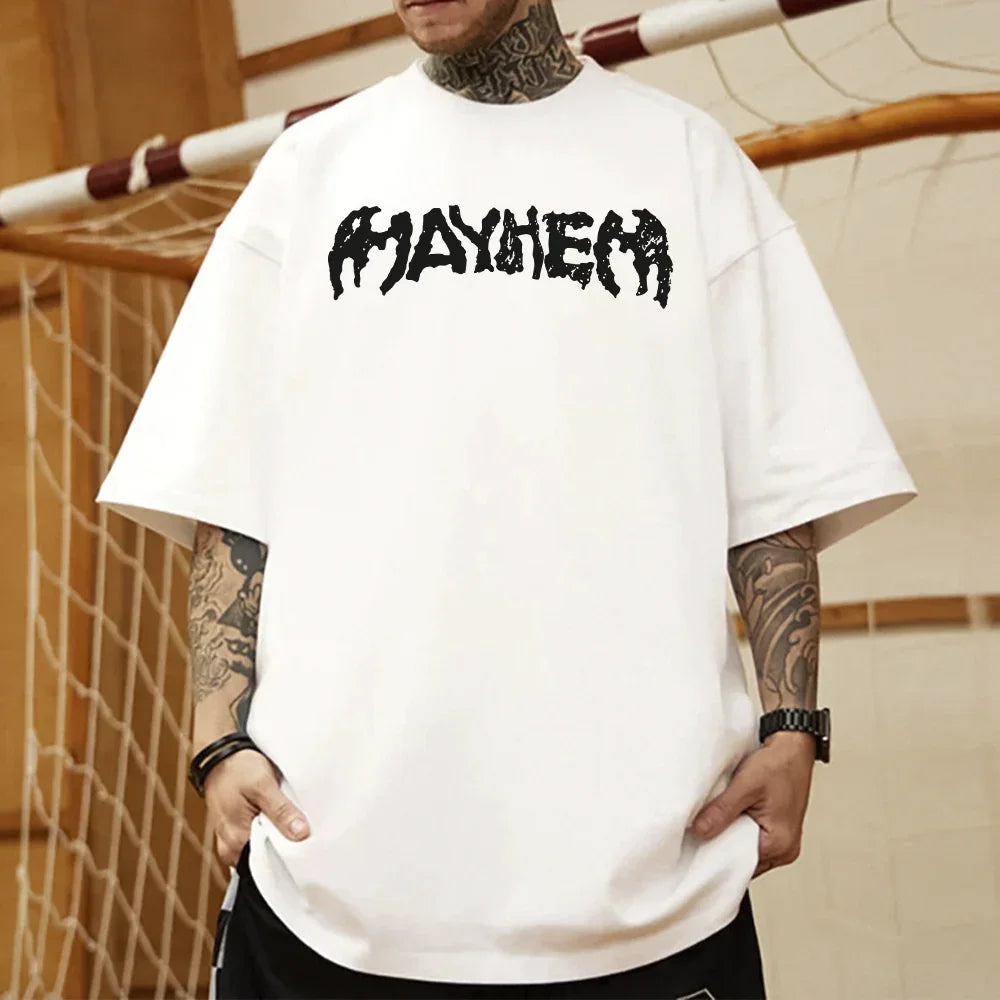 Camiseta Oversized Lady Gaga Mayhem Logo
