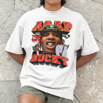 Camiseta Oversized Asap Rocky Merch-  BRANCO ( FRENTE ) 