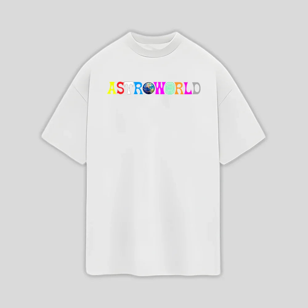 Camiseta Oversized Travis Scott Astroworld Logo- branco