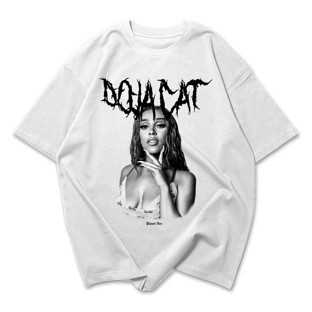 Camiseta Oversized Doja Cat Black And White