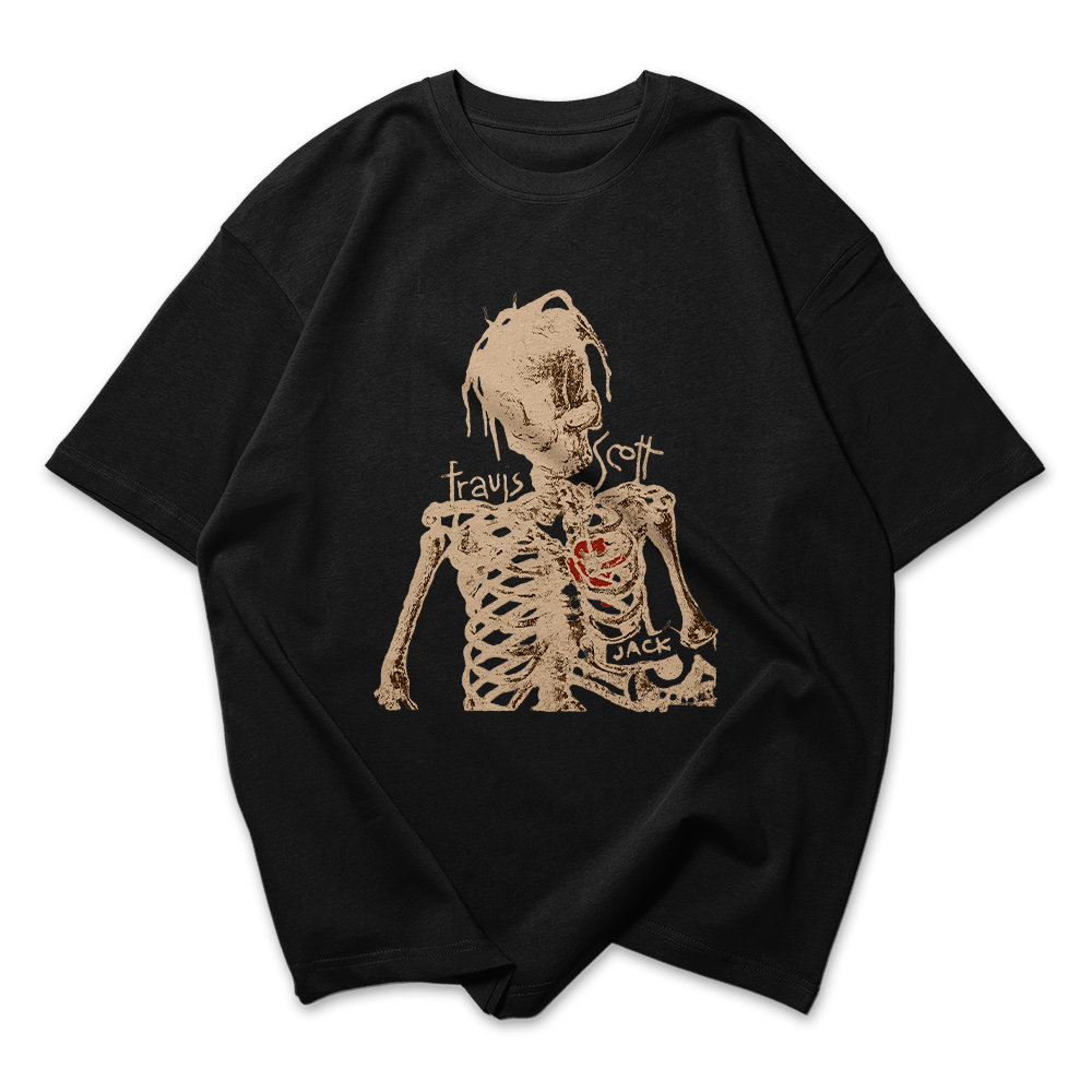 Camiseta Oversized Travis Scott Esqueleto Jack
