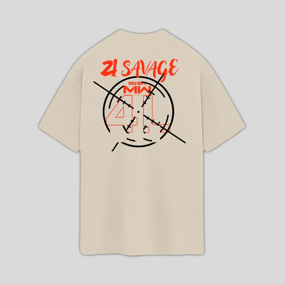 Camiseta Oversized 21 Savage Story American Dream- pérola