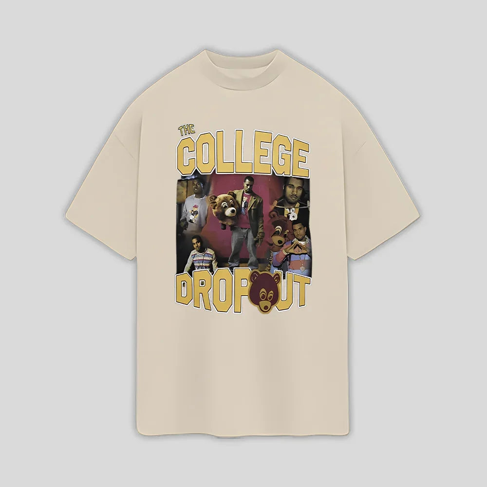 Camiseta Oversized Kanye West Dropout Rapper- pérola