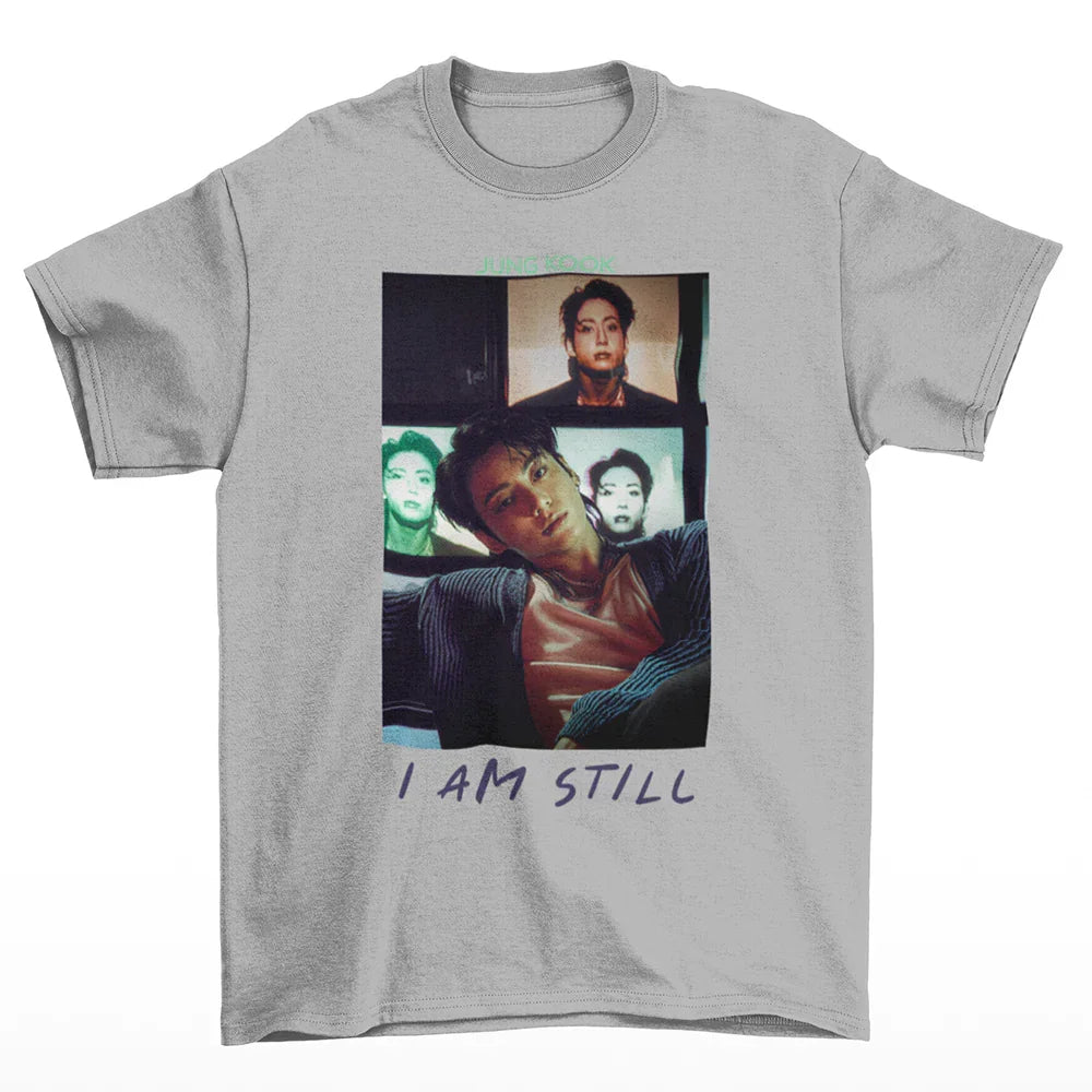 Camiseta Básica BTS Jungkook I Am Still-CINZA