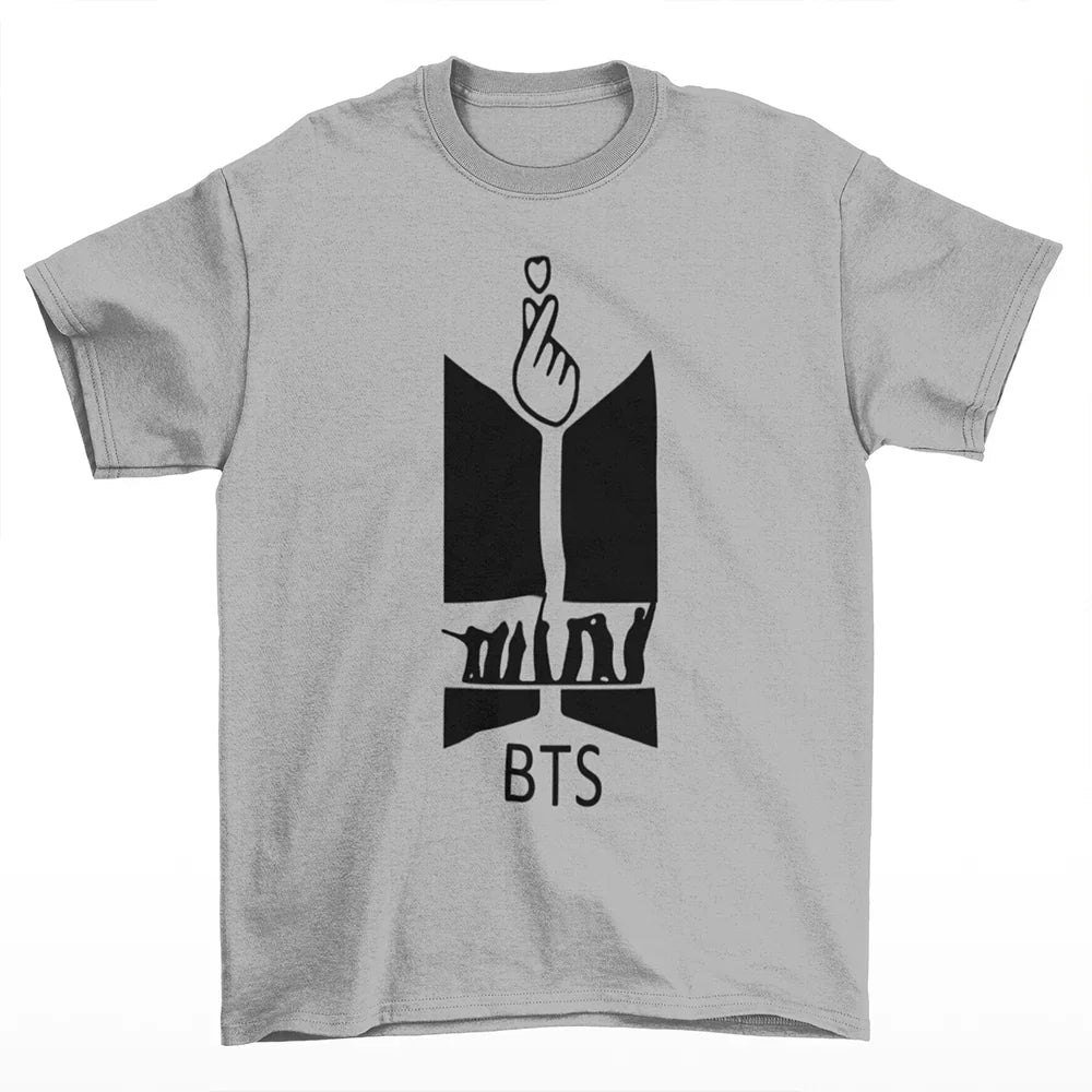 Camiseta Básica BTS The Logo- Cinza