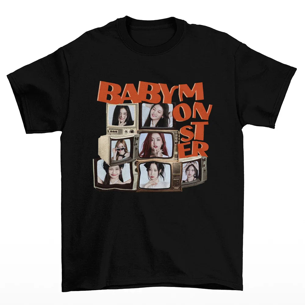 Camiseta Básica Baby Monster BlackPink-PRETO