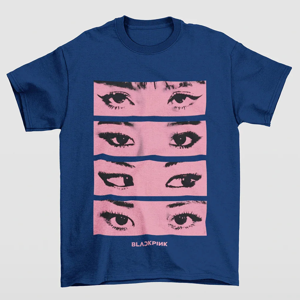 Camiseta Básica Eyes Collab Blackpink-AZUL MARINHO