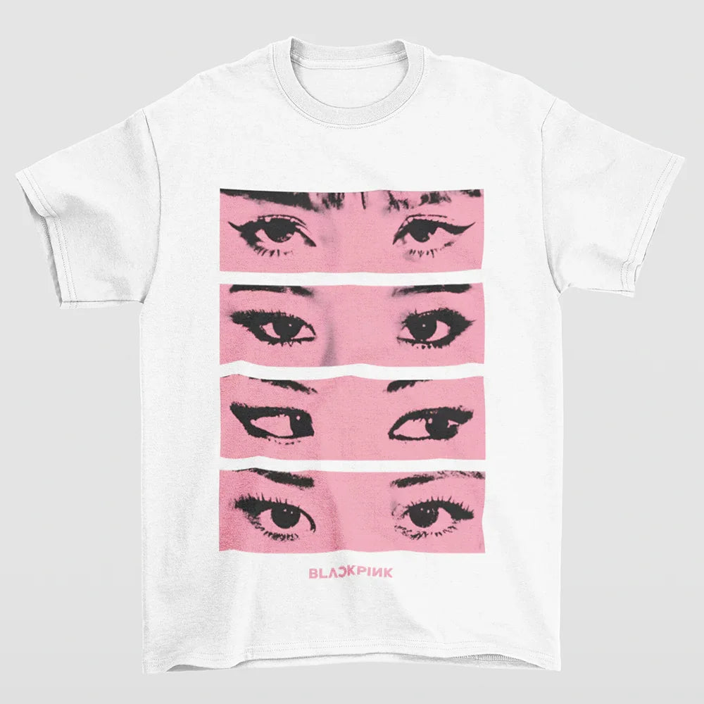 Camiseta Básica Eyes Collab Blackpink-BRANCO